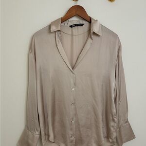 Zara Women’s Cream Satin Blouse